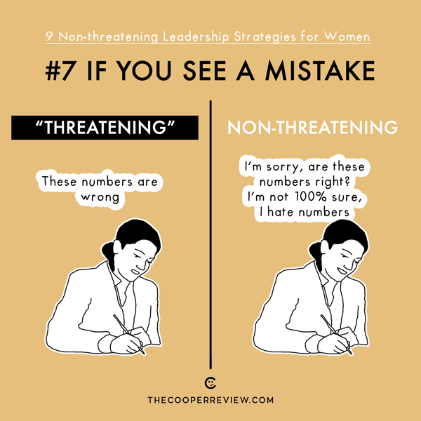 Non-threatening leadership strategies for women - tip 7 - cooperreview.com - labourflaws.com